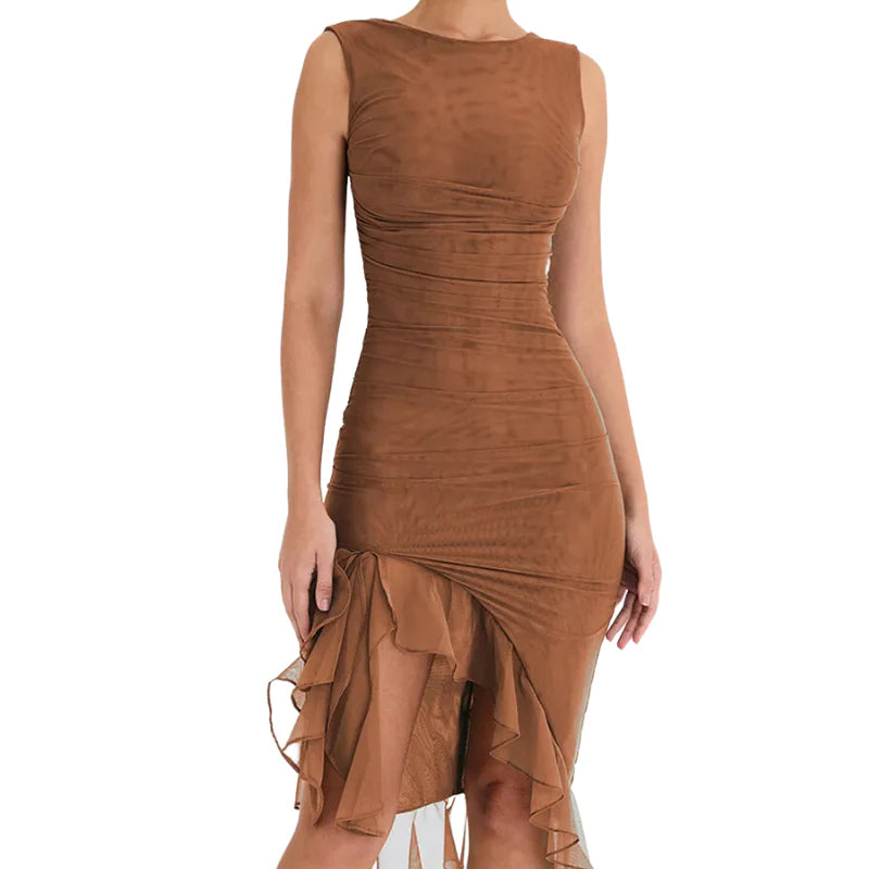 RUFFLE MIDI DRESS™ - CHIC AND CHARISMATIC